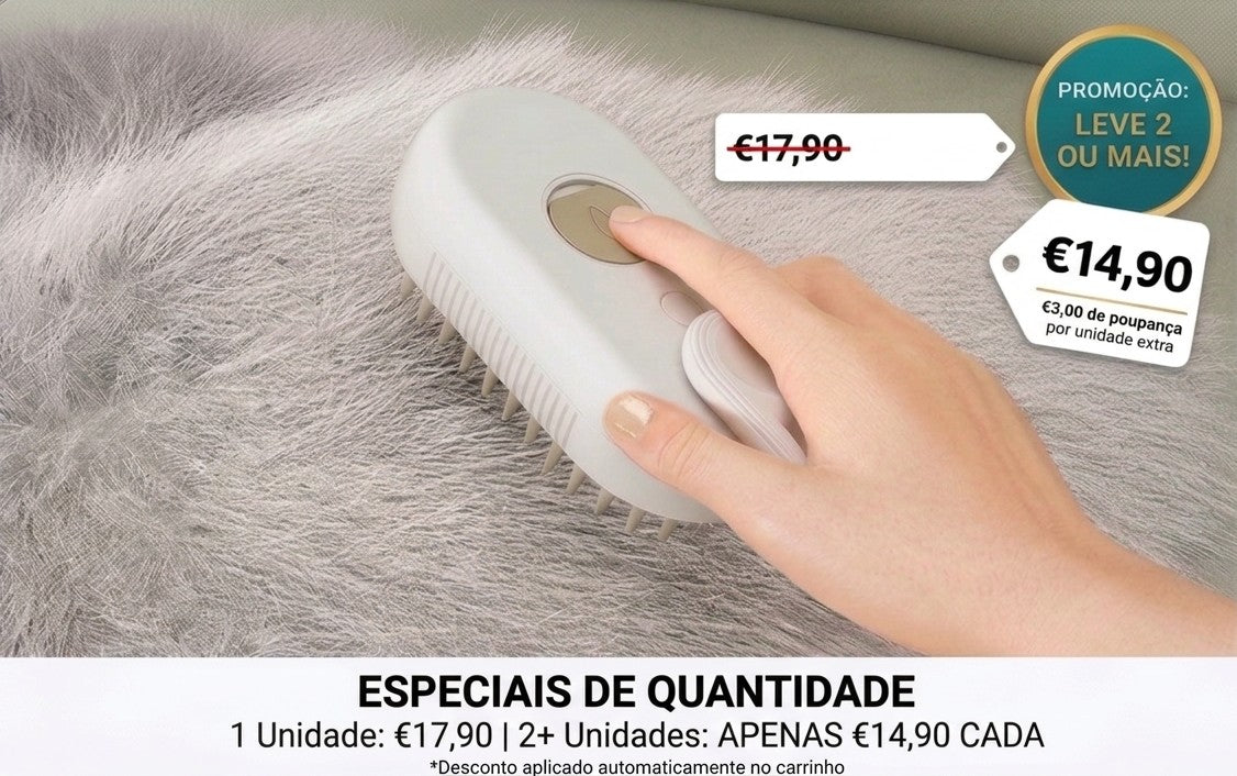 Escova de Vapor 3 em 1 para Cães e Gatos