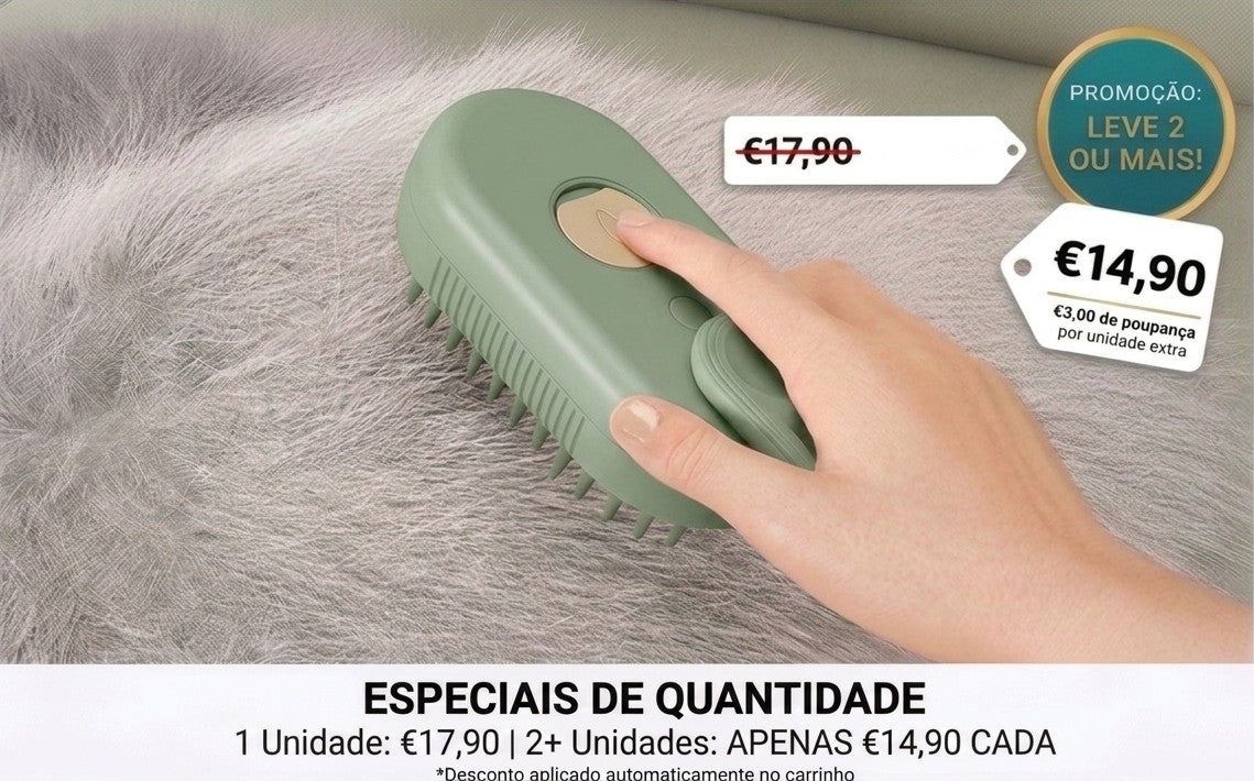 Escova de Vapor 3 em 1 para Cães e Gatos